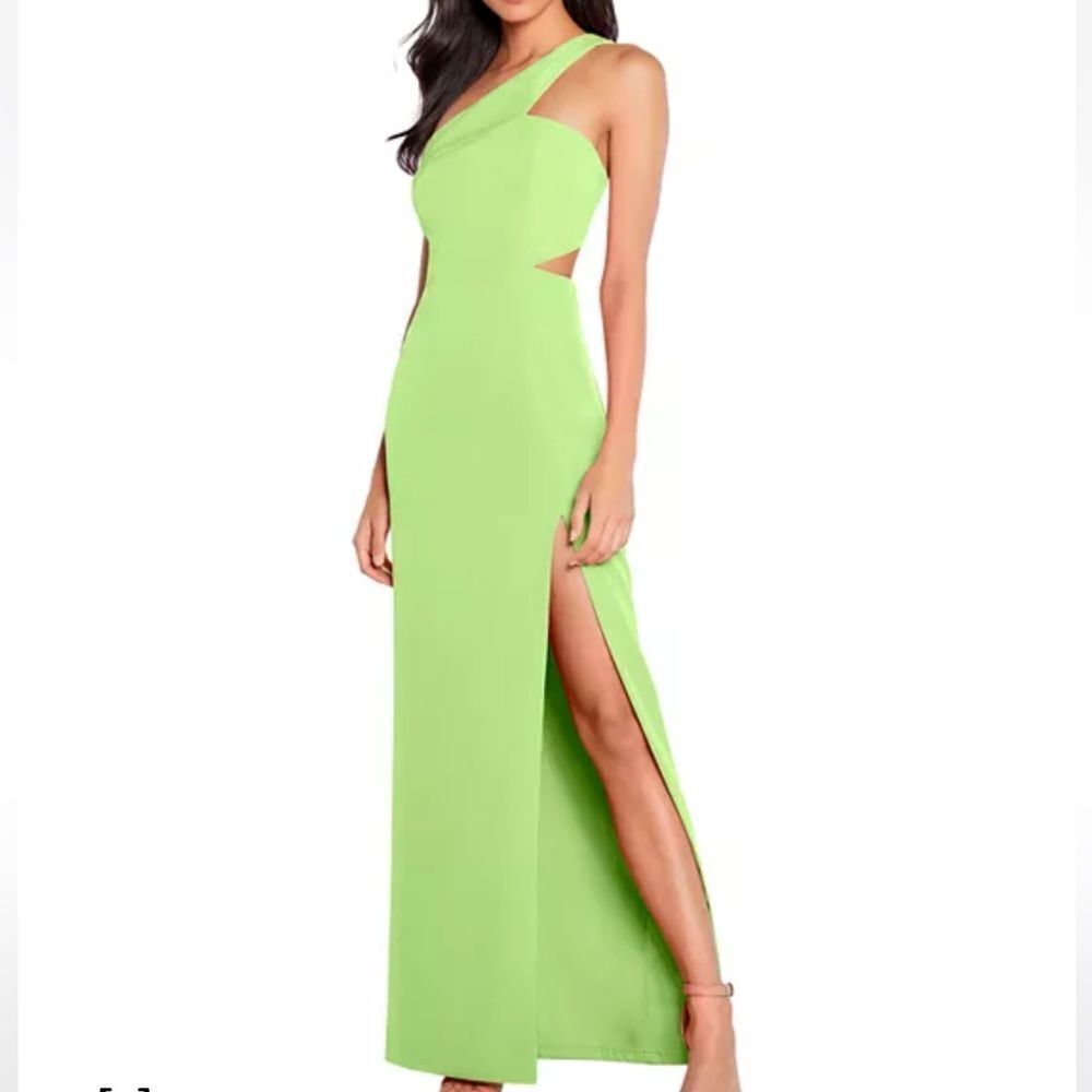 Aidan Mattox One-Shoulder Crepe Cutout Gown Green Size 0 Nwt